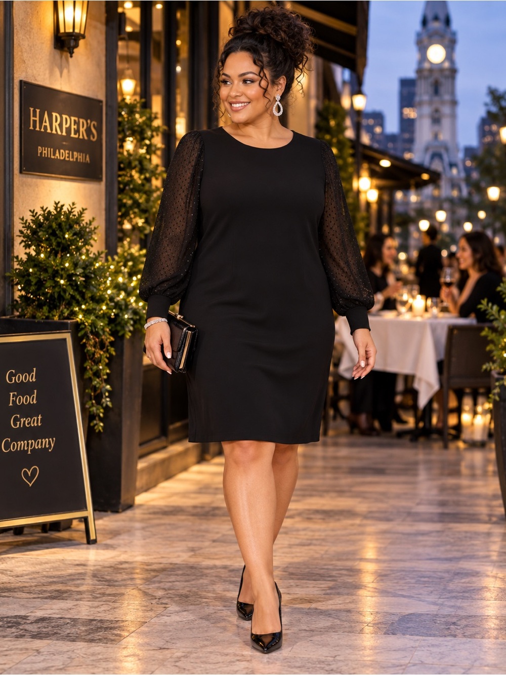 MSK Black Chiffon Sleeve Shift Dress Size 1X NWT | Classic Dinner & Cocktail